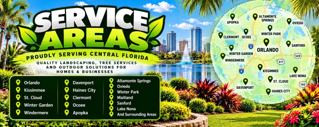 Oakcrest Outdoors service areas across Central Florida: Orlando, Kissimmee, St. Cloud, Winter Garden, Windermere, Lake Nona, Clermont, Sanford and more
